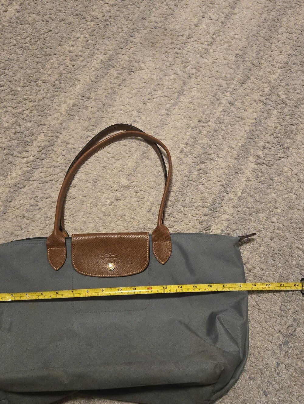 Longchamp Le Pliage Large Tote Bag Grey Blue Nylon Shoulder Shopping Travel L - Picture 7 of 15